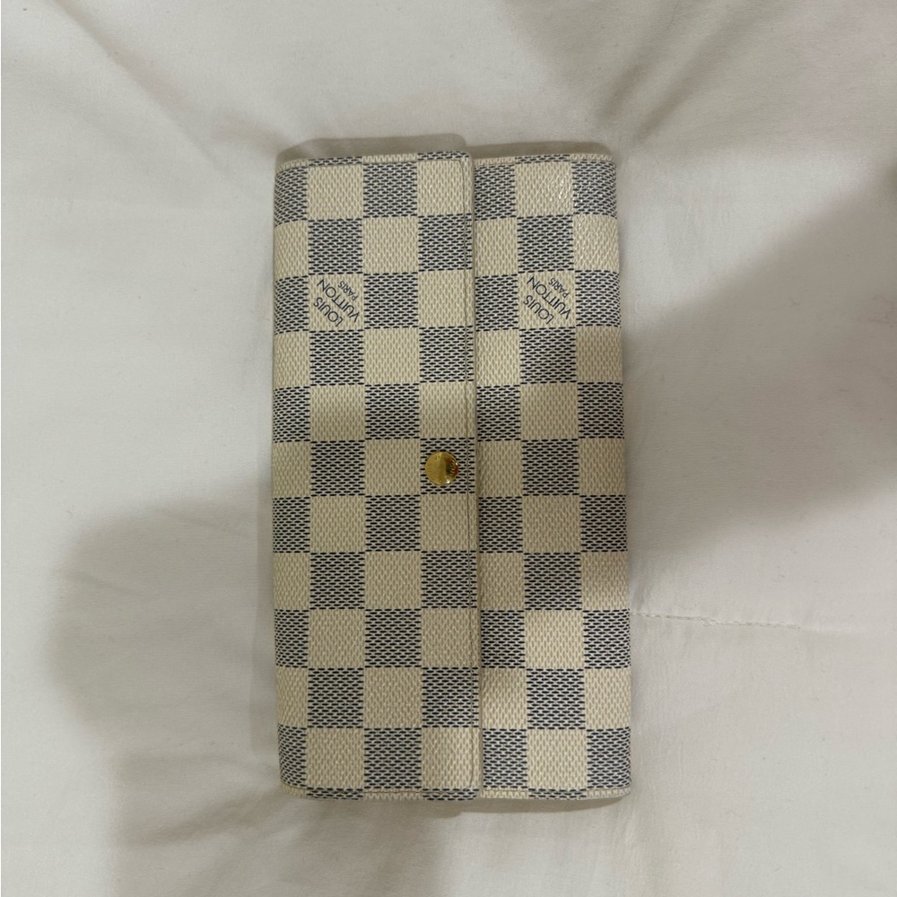 Louis Vuitton Damier Azur Wallet with Gold Button